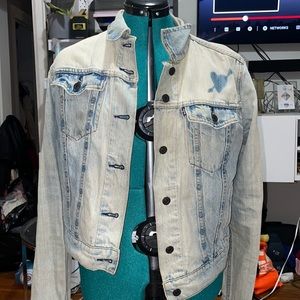 VINTAGE LEVIS DENIM JEAN JACKET WITH burn out heart